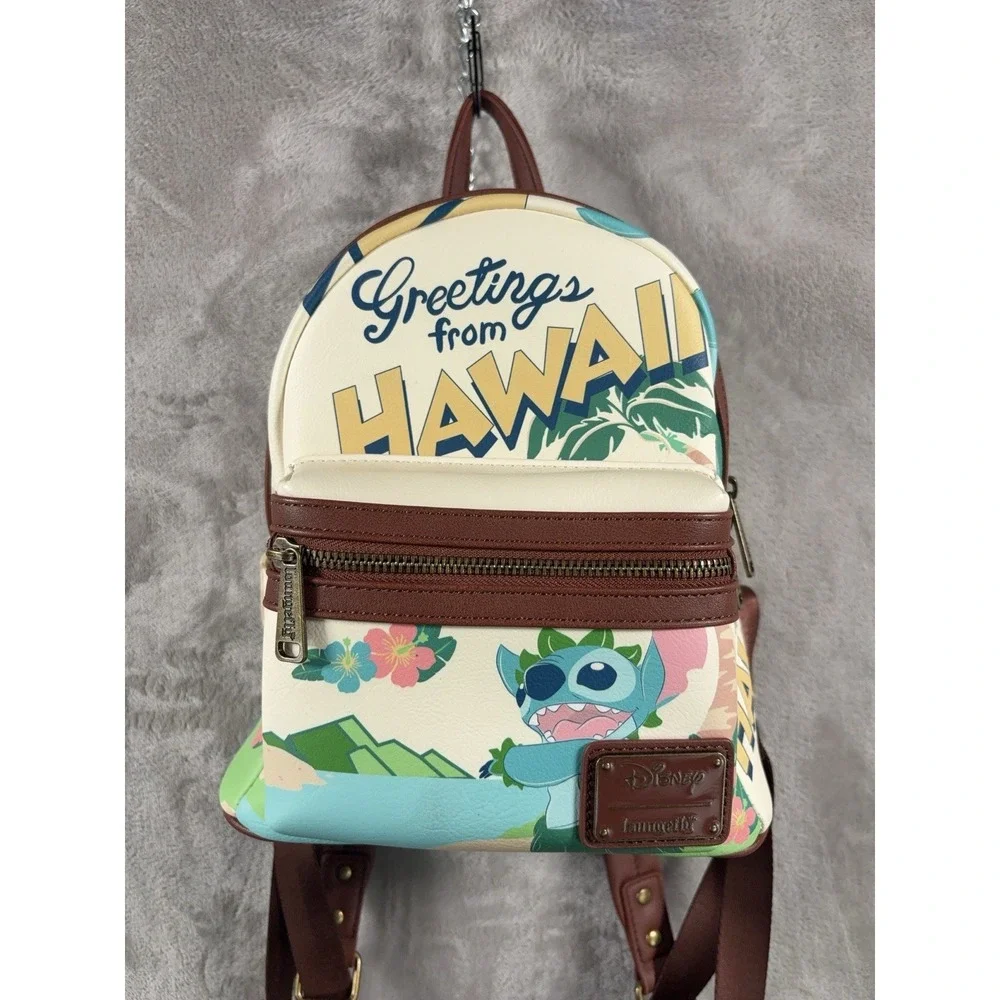 Loungefly Disney Lilo & Stitch Hawaii Postcard Mini Backpack Bag AOP